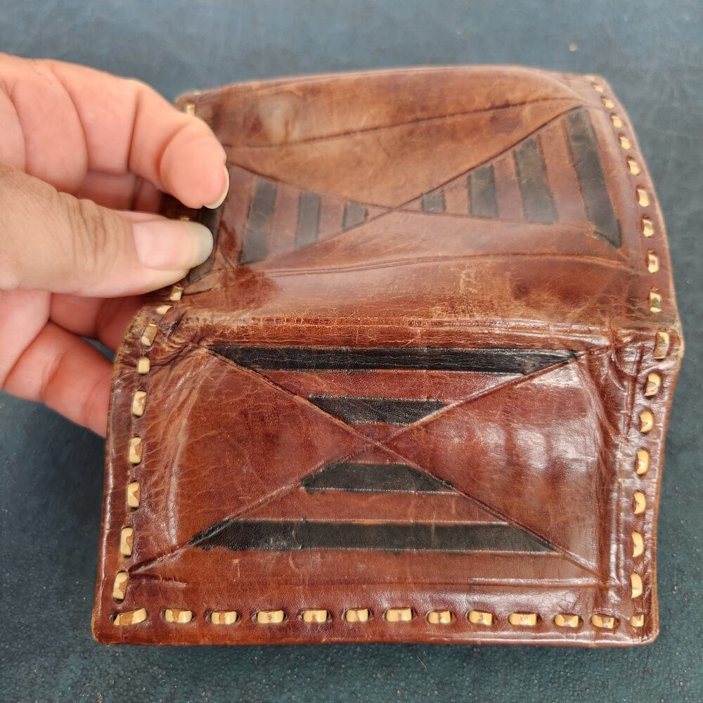 VTG Tri-fold Tooled Leather Men's Wallet Western